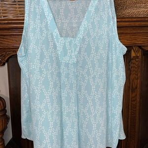 LOFT Sleeveless blue Patterned Blouse